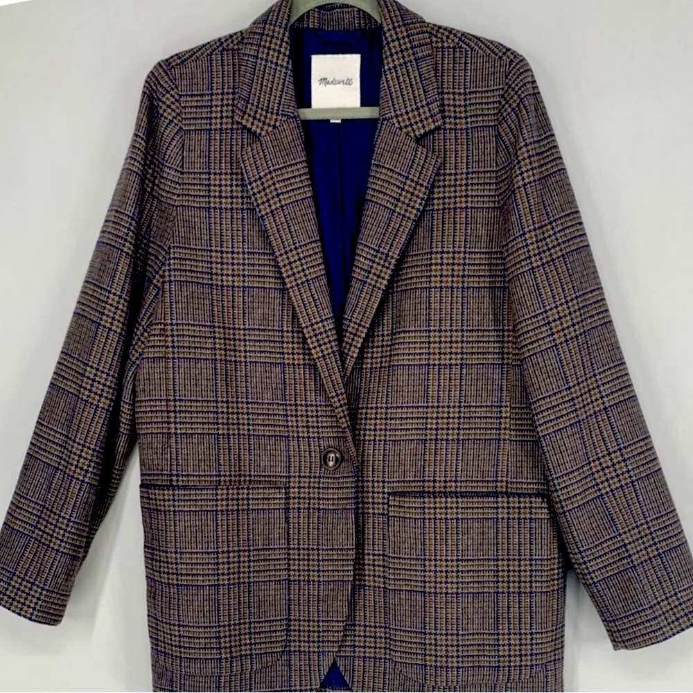 Madewell Larsen Blazer in Hawsell Plaid Medium